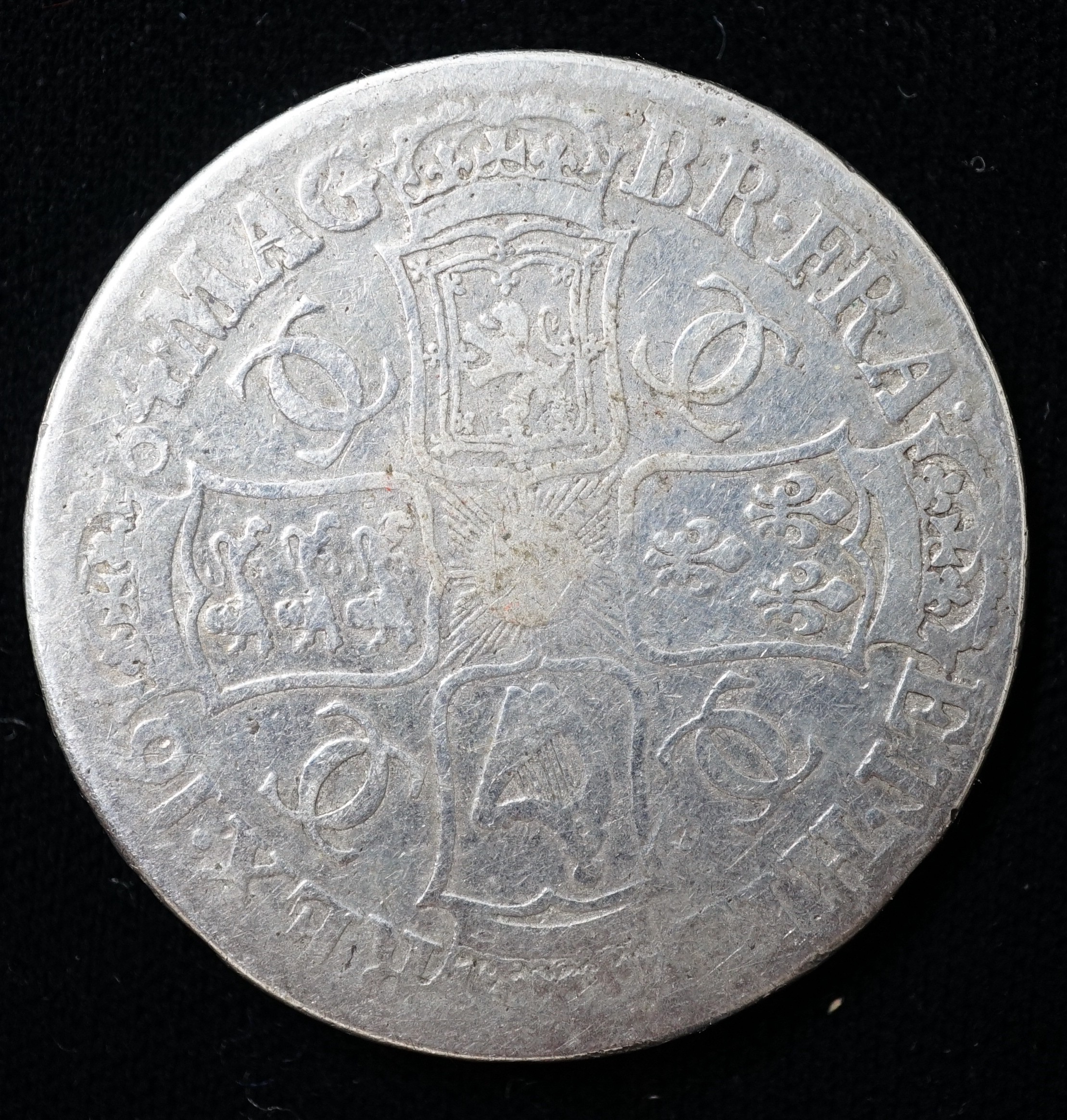 A Charles II crown 1684, VG